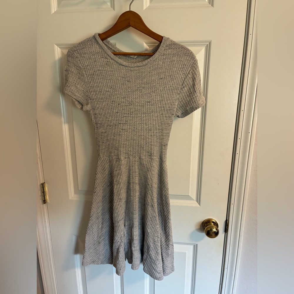 Gray Ribbed Knit Dress
